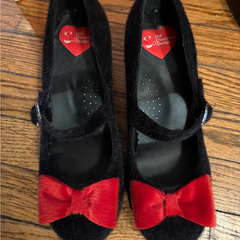 Hot Chocolate Design Black and Red Fuzzy “Mouse” Midheels (HCD37)